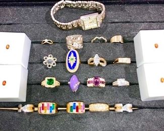 Oval Gemstones (.6 ct garnet)& costume rings