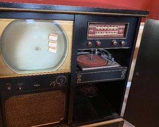 Vintage case with tv stereo and radio