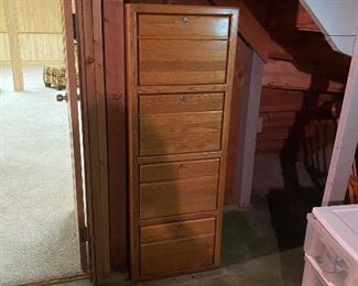 Sold oak cabinet with key