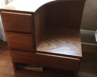 One Solid oak nightstand being sold with bed frame, headboard & mattress. OR can be sold by itself too.
