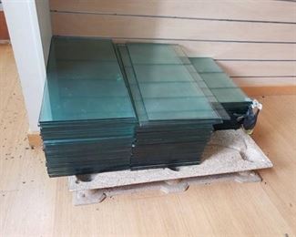 Pallet of glass shelving