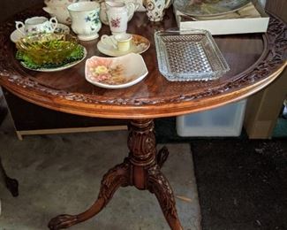 Antique round accent table 
