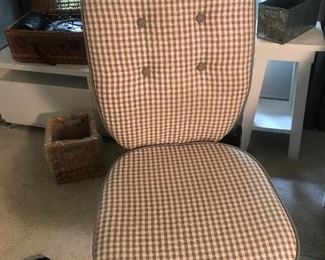Gray and white checked office chair
