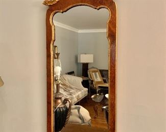 $375 - Gilt carved shell motif mirror, 40"H x 16"W