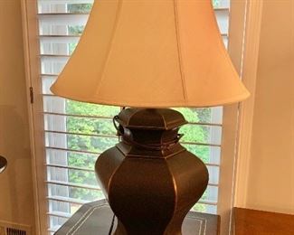 $75 - Single lamp, 29.5"H x 10"W, shade is 18"
