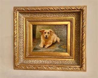 $125 - Framed canine wall art print, 20"W x 18"H