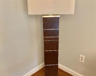 $150 - Contemporary lamp, 58.5"H total height. Shade is 20" wide x 10" deep