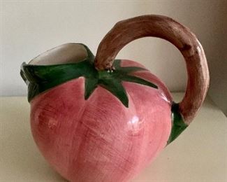 $15; CBK Ceramic tomato pitcher; approx 5” high