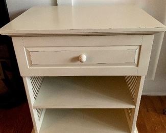$80; Painted one drawer solid wood nightstand. 27.5”H x 24”W x 18”D