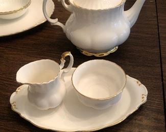  $75; Four piece Royal Albert Tea Set.  Teapot, sugar, creamer and underplot
