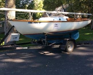 Cape Dory Typhoon Weekender with custom built trailer includes 6 hp outboard motor, mast, boom, main & furling Genoa sail all in good condition