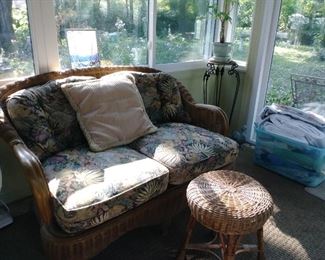 Outdoor wicker loveseat