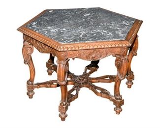 7. French Renaissance Style Hexagonal Center Table