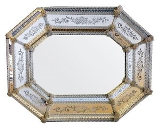 17. Venetian Octagonal Etched Glass Mirror