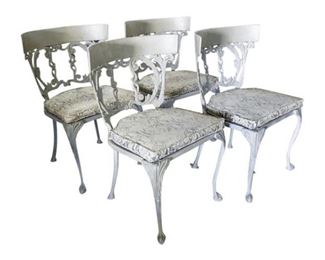 110. Set of Four 4 Klismos Metal Garden Chairs