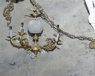 206. French Style Brass and Crystal Chandelier