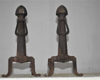 266. Pair Medieval Style Cast Iron Andirons