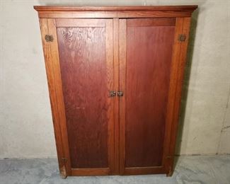 Vintage Natural Wood 5 Shelf Cabinet