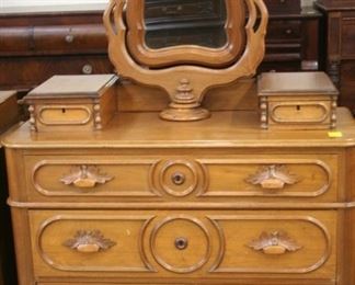 4615- Walnut Victorian Dresser w/ Mirror