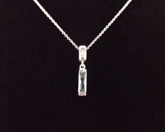 .925 Sterling Silver Emerald Cut Topaz Pendant Necklace
