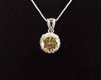 .925 Sterling Silver Faceted Citrine Solitaire Pendant Necklace
