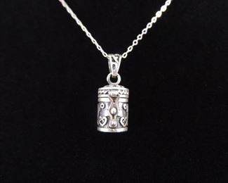 .925 Sterling Silver Medicine Box Pendant Necklace
