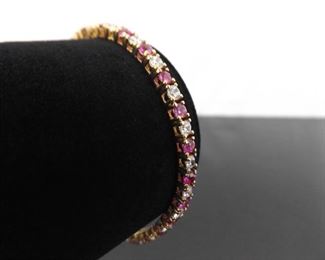 .925 Sterling Silver Pink Sapphire Crystal Vermeil Bracelet

