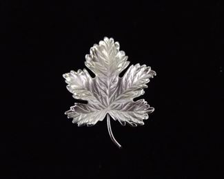 .925 Sterling Silver Maple Leaf Brooch
