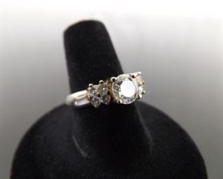 .925 Sterling Silver Multi Crystal Ring Size 6.5
