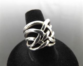 .925 Sterling Silver Wide Band Celtic Knot Ring Size 7.5
