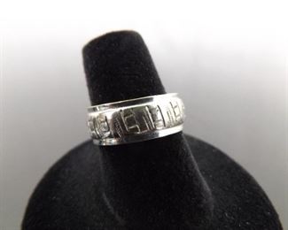 .925 Sterling Silver Etched Band Ring Size 7
