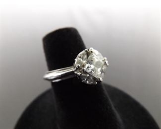 .925 Sterling Silver Crystal Cluster Ring Size 5
