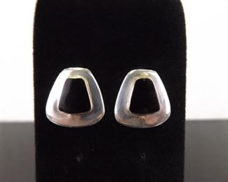 .925 Sterling Silver Black Onyx Post Earrings
