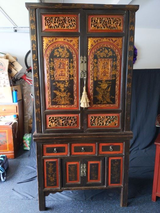 Two Piece Chinese Armoire