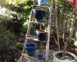 Ladder, Pots, Plants, Garden Art 