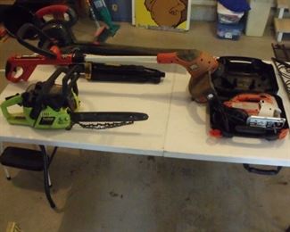 We have the chainsaws and weedeaters right here