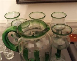 Cactus pitcher and glass set
