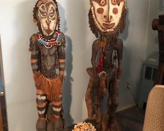 4 feet tall carved wood Tribal Fertility figures