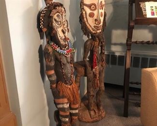 4 feet tall carved wood Tribal Fertility figures 