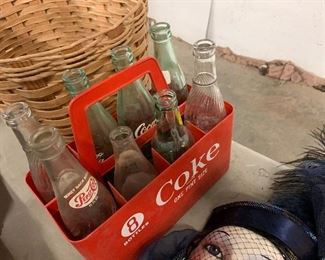 coke carrier and misc. glass bottles