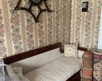 Long Settee Upholstered in Muslin