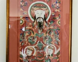 Antique Yao Painting Taoist Divinity, Circa 1840s