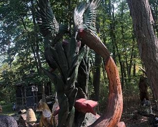 Huge carved humming birds 