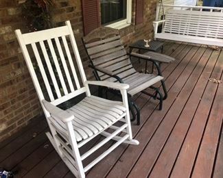 Outdoor furniture porch rockers pair of white rockers