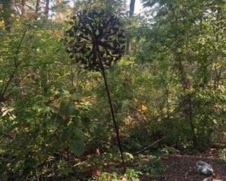 lawn twirly whirl stake, large metal ornament. 