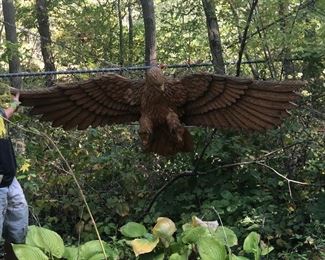 7 foot wide approx, carved eagle. 