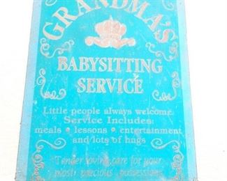 Grandmas Babysitting Service Metal Sign