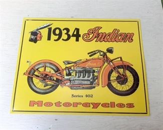 Metal Sign - Indian Motorcycles: 1934 Series 402