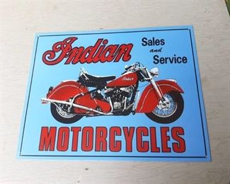 Indian Motorcycles Sales And Service Metal Sign
