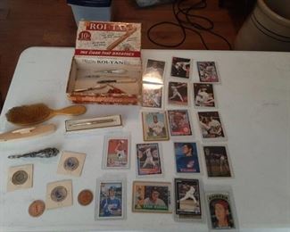 Cigar Box with Baseball Cards and Vanity Items